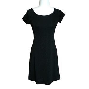Heart & Soul JRS M Dress Black Leopard Print Fitted Short Sleeve Stretch